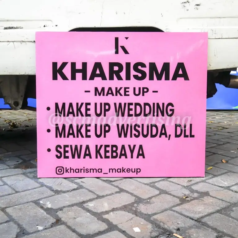 Papan Nama Jogja Single Rangka Sticker Cutting Kharisma Make Up