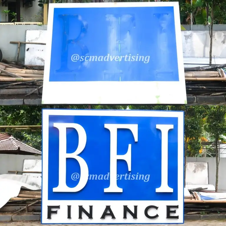Revisual Papan Logo plus Repainting Letter Timbul Galvanis Jogja BFI Finance Sragen